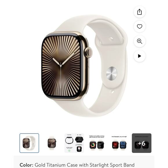 NEW Apple Watch Series 10 46mm Gold Titanium Starlight Sport Band [GPS+Cellular] - Picture 1 of 5